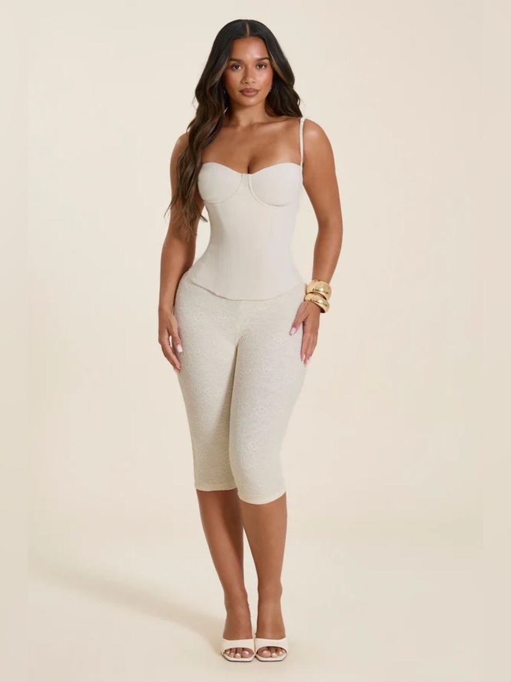 THE EVERLY LACE UP CORSET TOP IN OFF WHITE UK size 6/US size 2